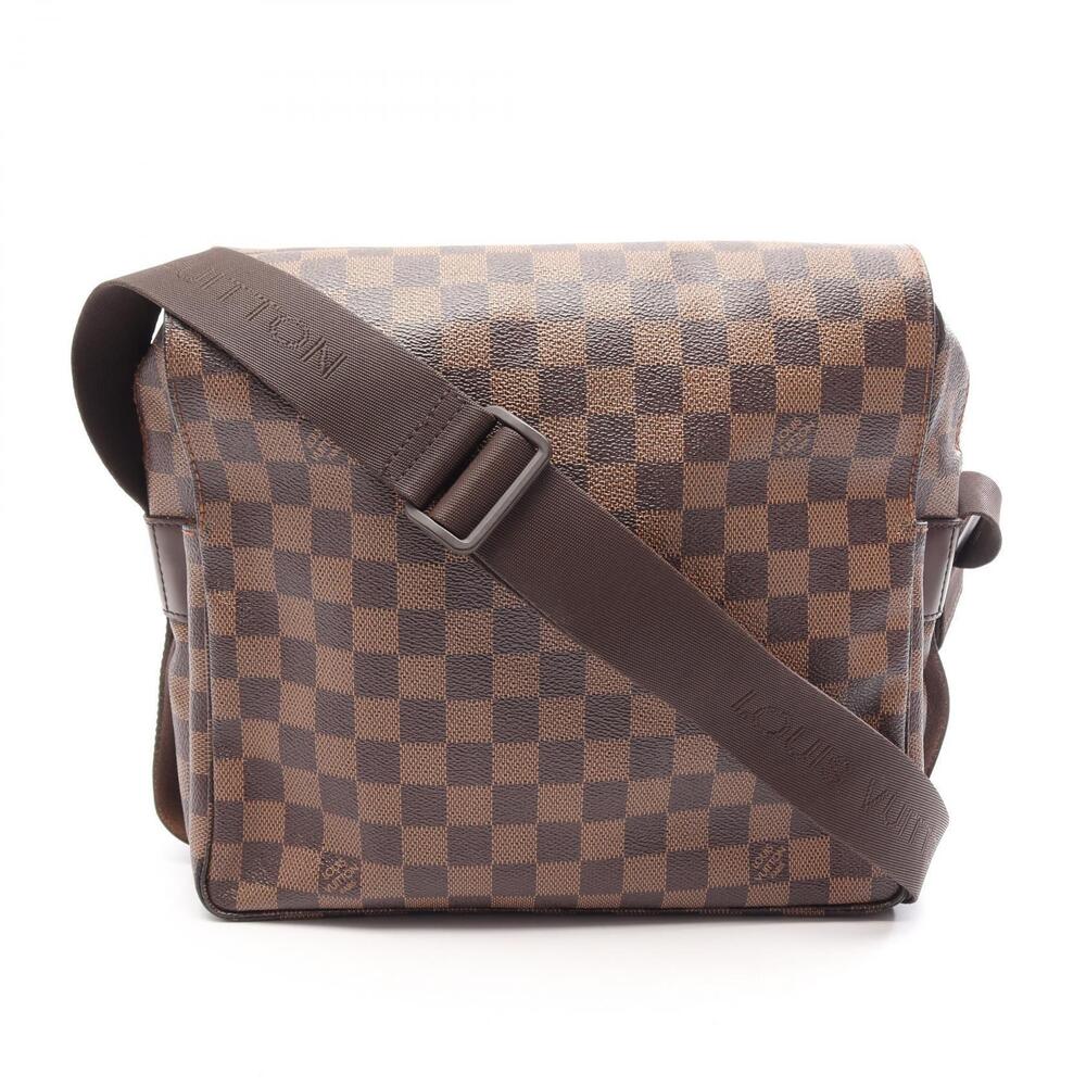 Louis Vuitton Naviglio Damier Canvas Leather Shoulder Bag Ebene Brown